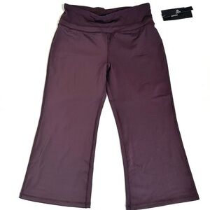 NWT Zeronic Womens Brown Cropped Wide Leg Yoga Pants Size‎ L